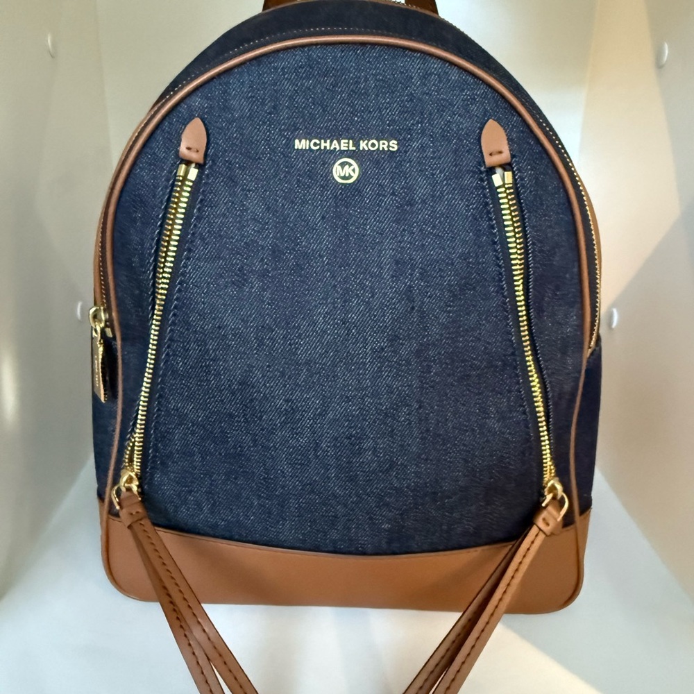 Michael Kors Brooklyn Medium Demin and Leather Backpack. - Picture 2 of 12